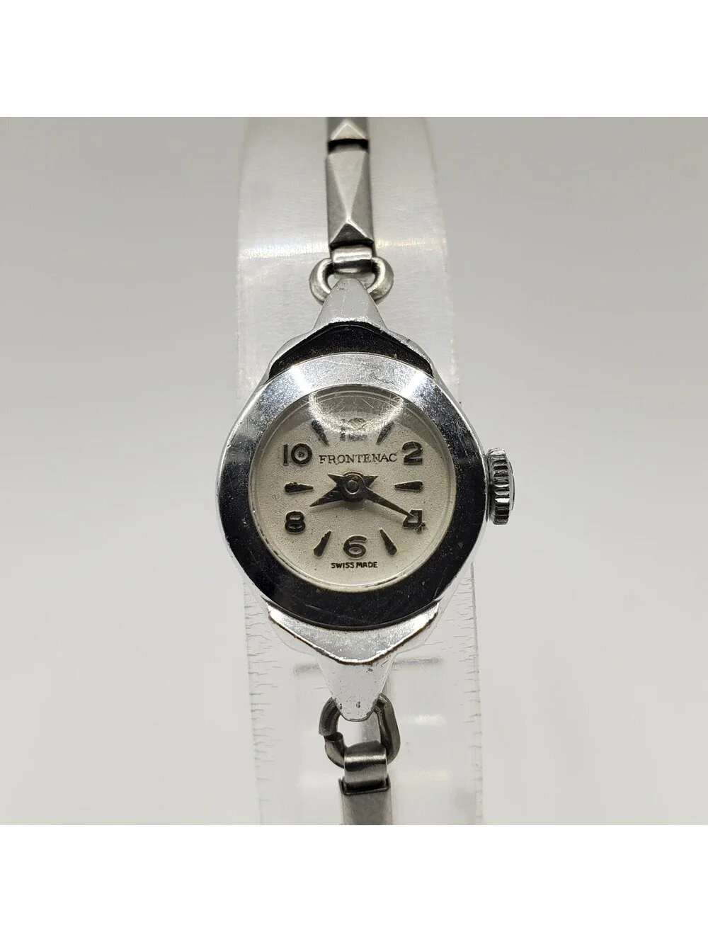 Vintage Frontenac Mechanical Womens Watch Silver Tone For Parts Or Repair